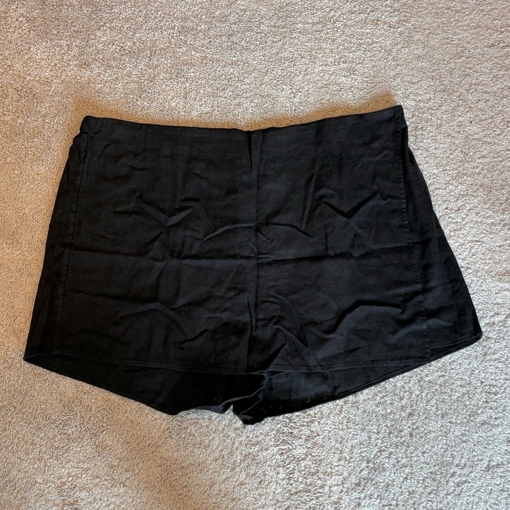 High Waisted Linen-Blend Wrap Front Skort